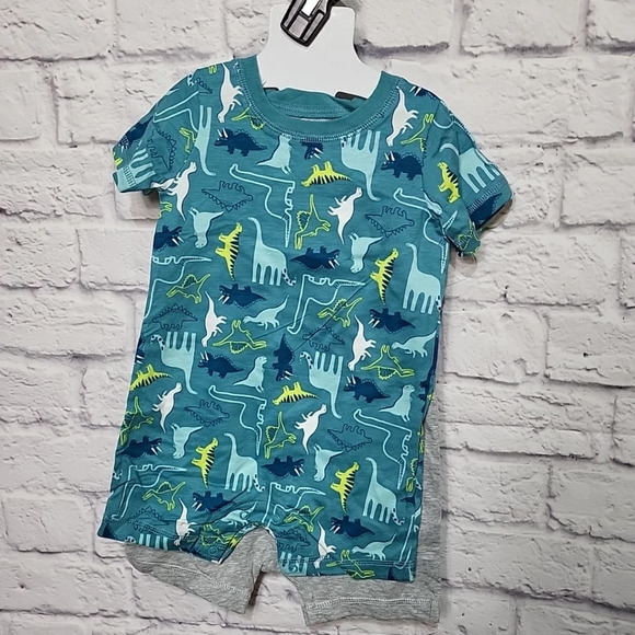 Carter's Boy Toddler 2 Piece Soft Cotton Snap‎ Closure Dinosaur Romper NWT 12m - Picture 2 of 6